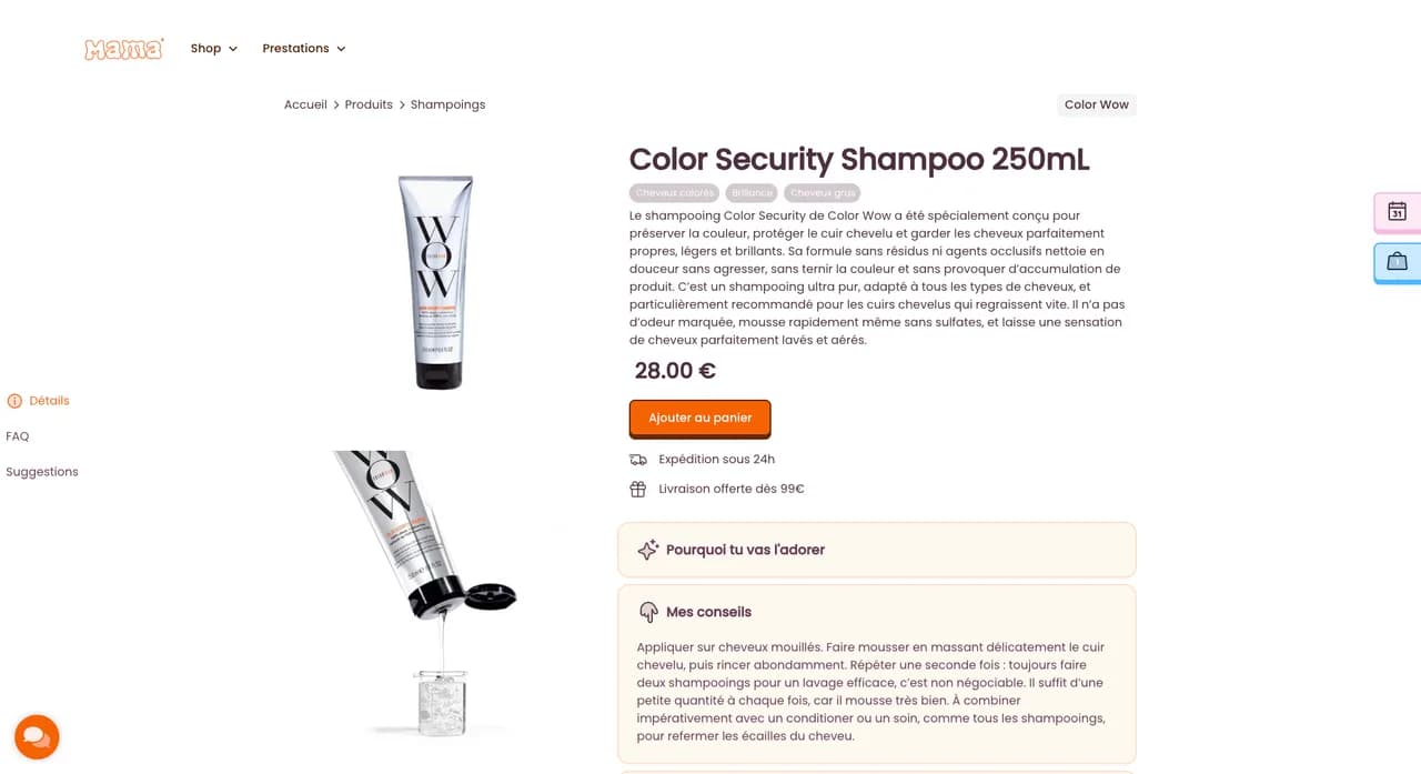 Fiche produit Color Security Shampoo — Boutique Mama Hair Studio